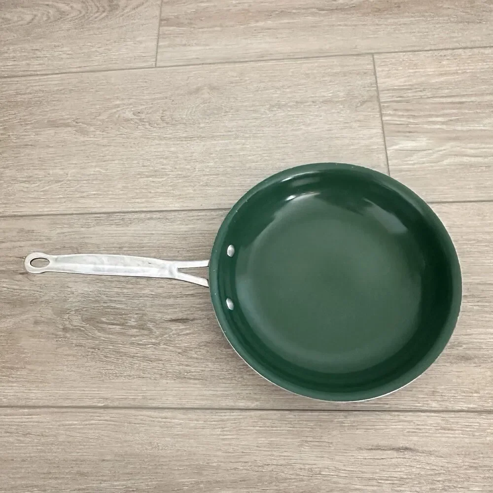 Orgreenic Ceramic Green Non-Stick Large 10 in Fry Pan with Lid Non Toxic